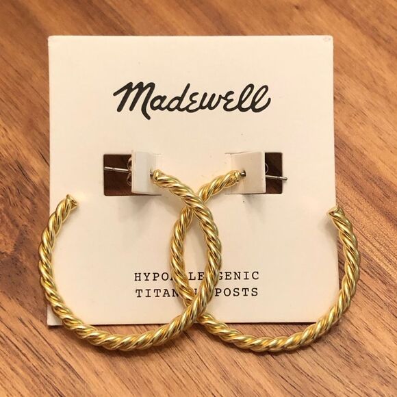 Madewell | Puffed Rope Large Hoop Earrings | Vintage Gold - Picture 1 of 3